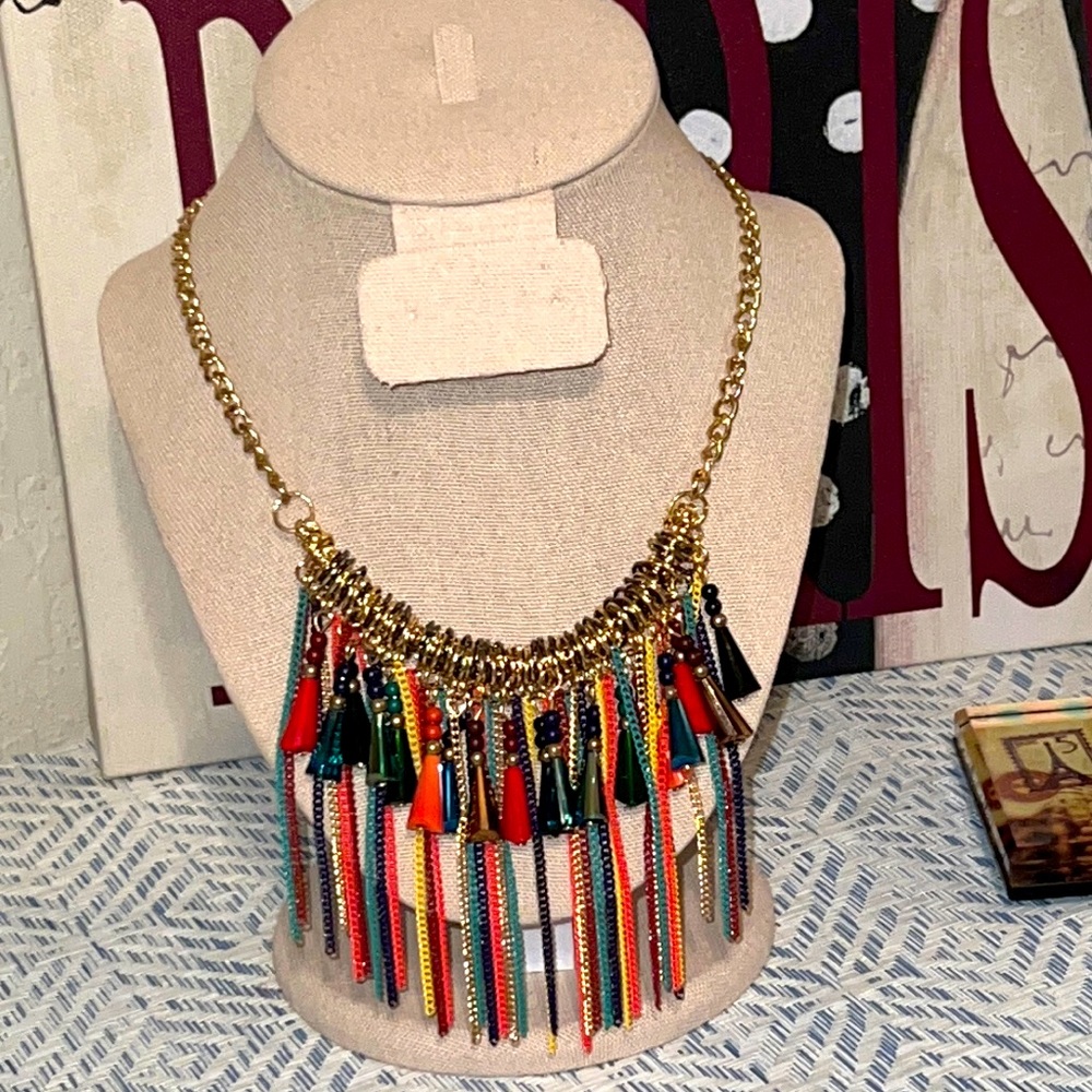 Romeo & Juliet Couture Multicolor Tassel Fringe Statement Necklace